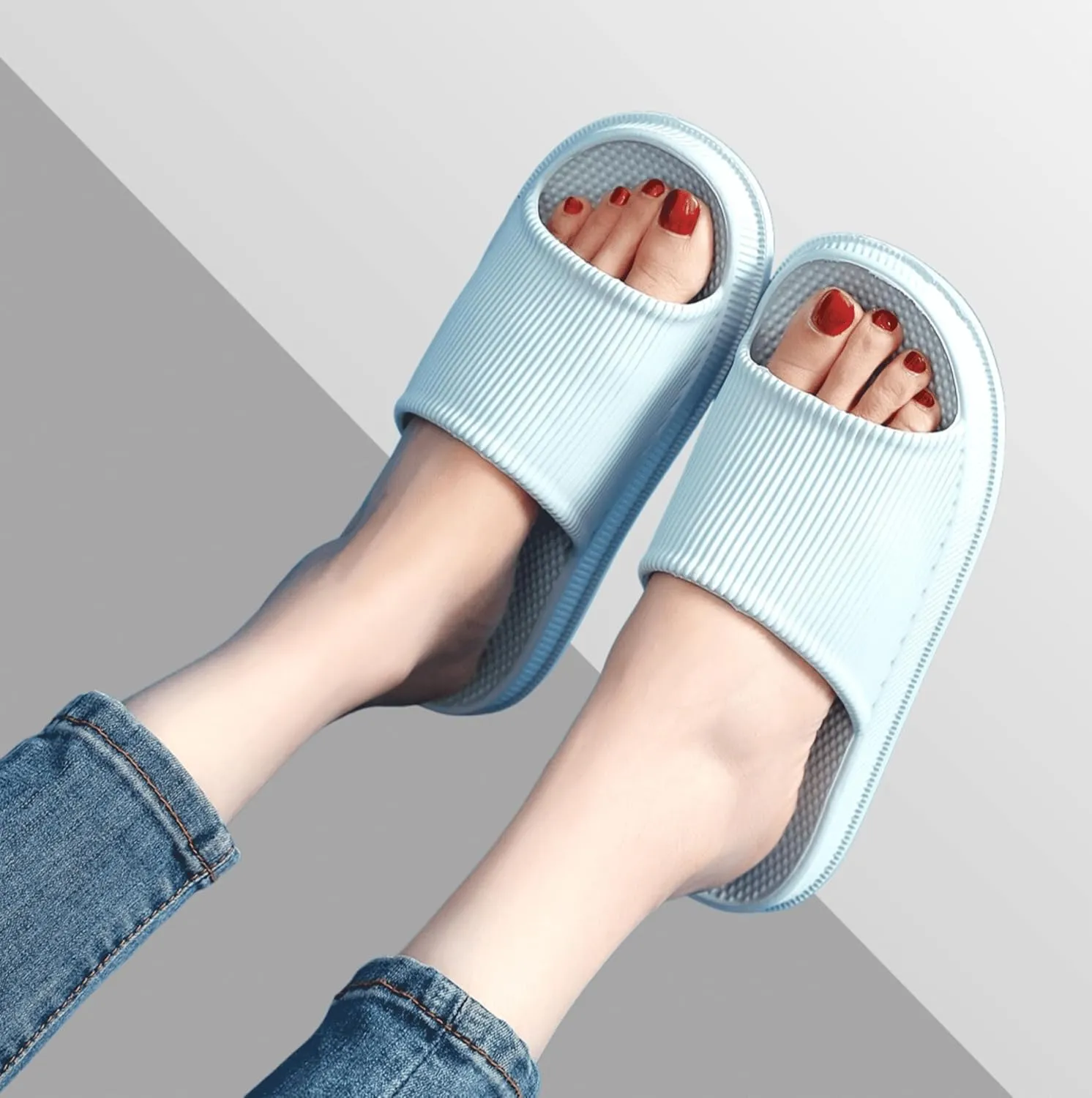 Crazy Lady Cloud Slippers for Women and Men Indoor & Outdoor Pillow Slippers Non Slip Quick Drying Shower Slides Bathroom Sandals Light Weight EVA Platform Environmental Friendly Casual Shoes