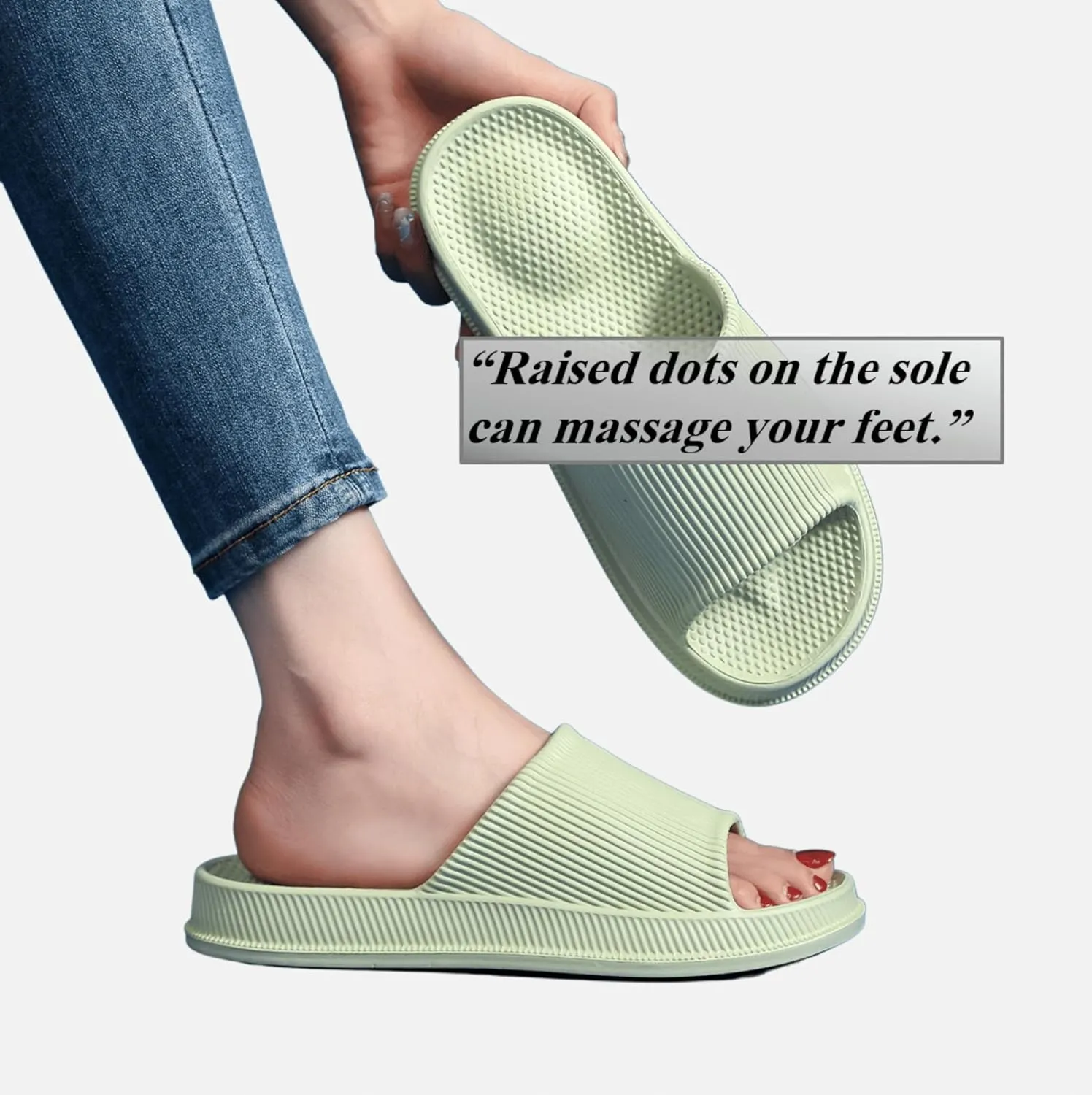 Crazy Lady Cloud Slippers for Women and Men Indoor & Outdoor Pillow Slippers Non Slip Quick Drying Shower Slides Bathroom Sandals Light Weight EVA Platform Environmental Friendly Casual Shoes