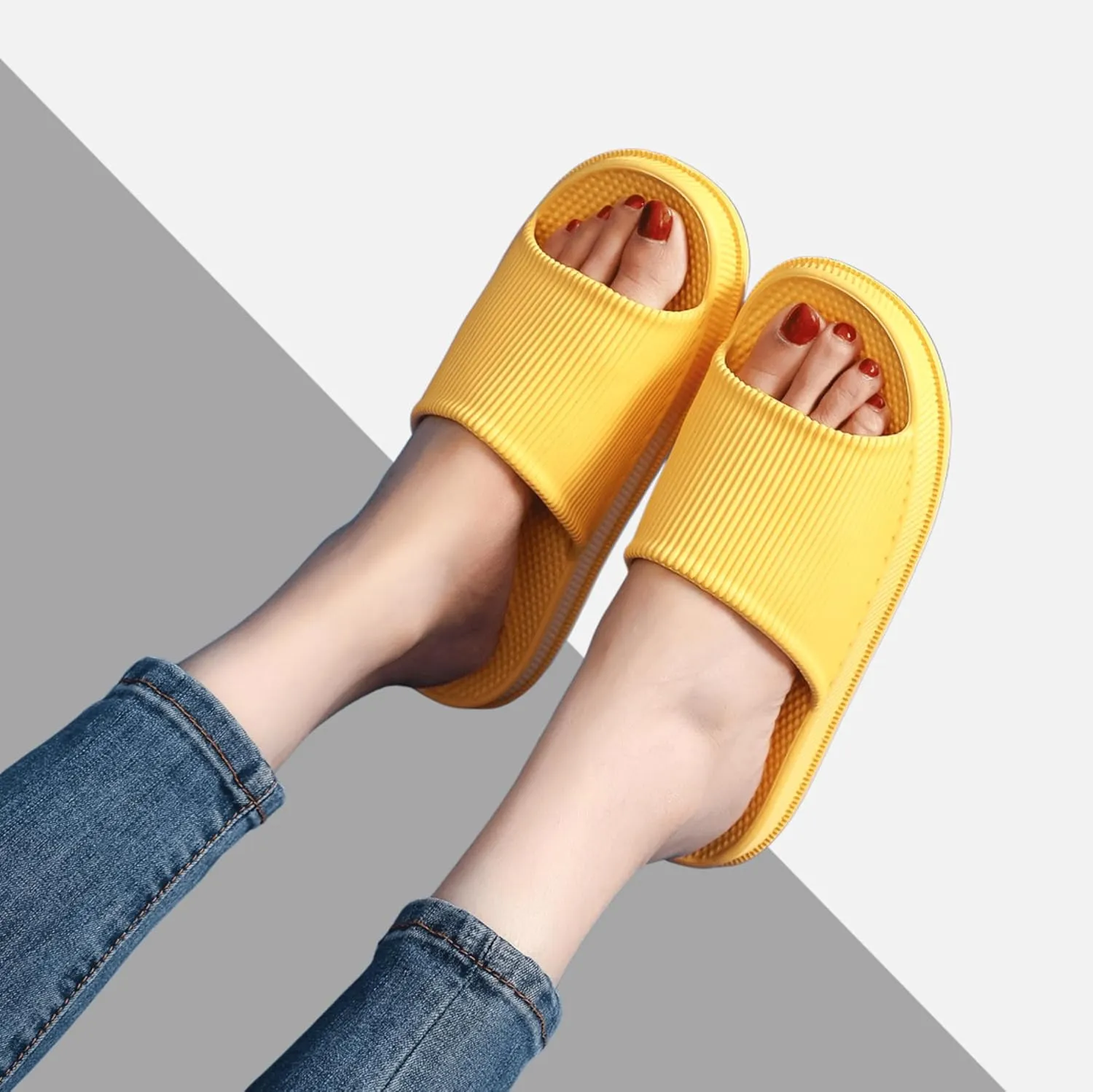 Crazy Lady Cloud Slippers for Women and Men Indoor & Outdoor Pillow Slippers Non Slip Quick Drying Shower Slides Bathroom Sandals Light Weight EVA Platform Environmental Friendly Casual Shoes