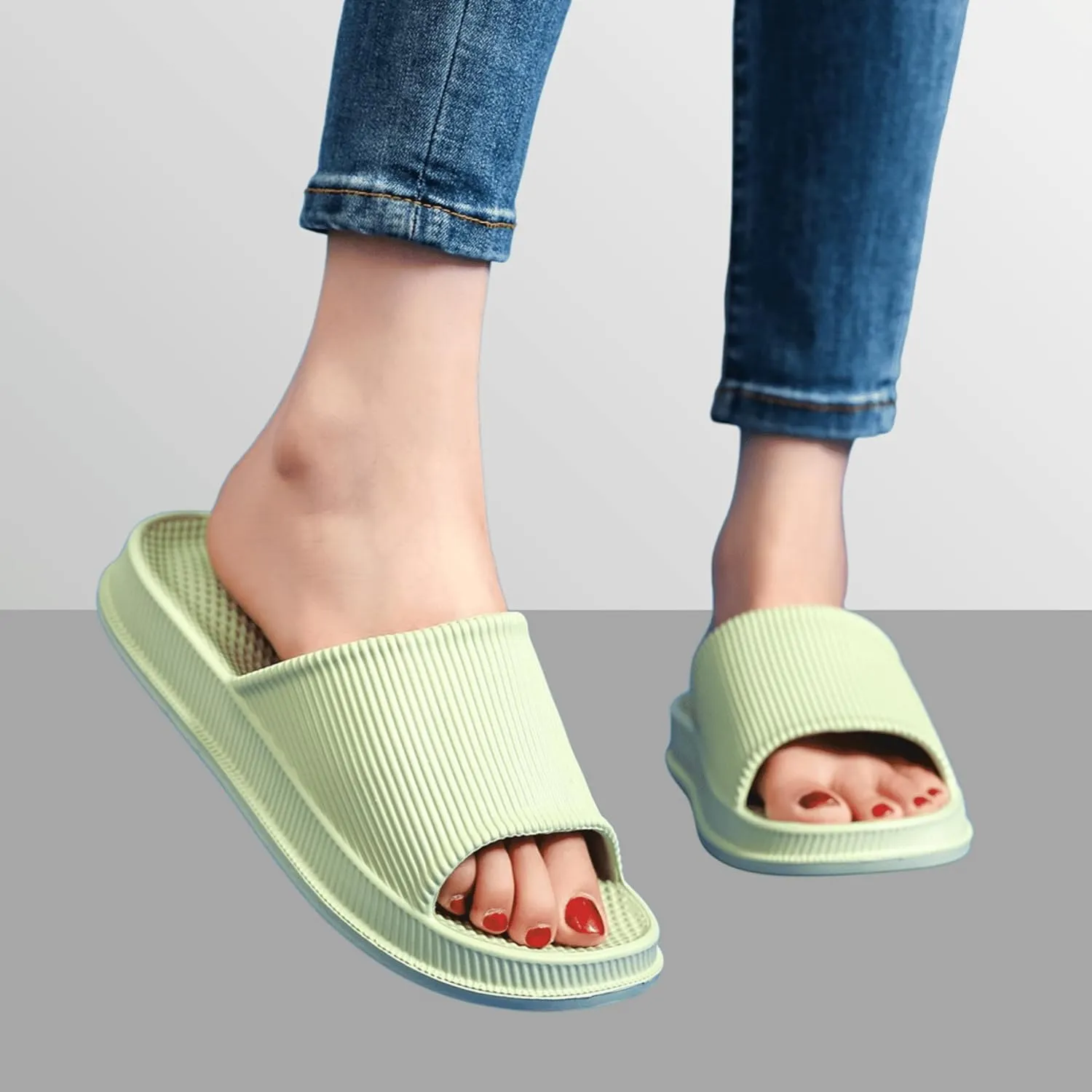Crazy Lady Cloud Slippers for Women and Men Indoor & Outdoor Pillow Slippers Non Slip Quick Drying Shower Slides Bathroom Sandals Light Weight EVA Platform Environmental Friendly Casual Shoes