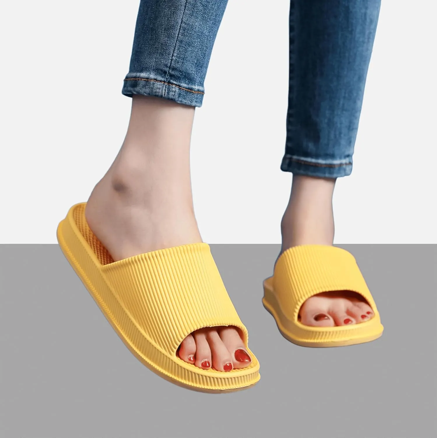 Crazy Lady Cloud Slippers for Women and Men Indoor & Outdoor Pillow Slippers Non Slip Quick Drying Shower Slides Bathroom Sandals Light Weight EVA Platform Environmental Friendly Casual Shoes