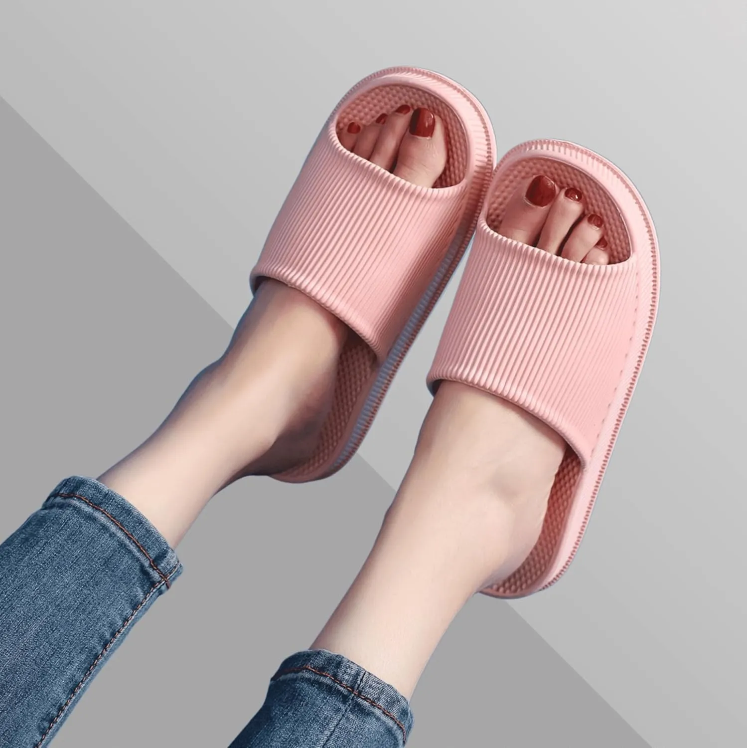 Crazy Lady Cloud Slippers for Women and Men Indoor & Outdoor Pillow Slippers Non Slip Quick Drying Shower Slides Bathroom Sandals Light Weight EVA Platform Environmental Friendly Casual Shoes