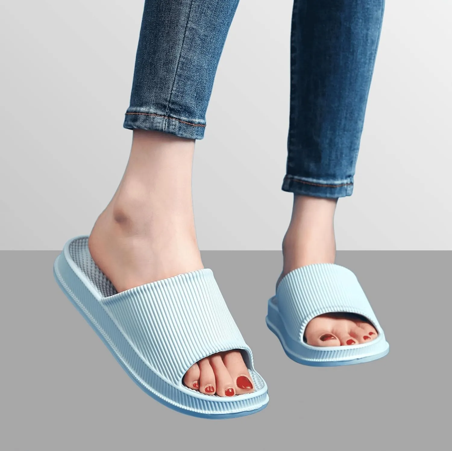 Crazy Lady Cloud Slippers for Women and Men Indoor & Outdoor Pillow Slippers Non Slip Quick Drying Shower Slides Bathroom Sandals Light Weight EVA Platform Environmental Friendly Casual Shoes
