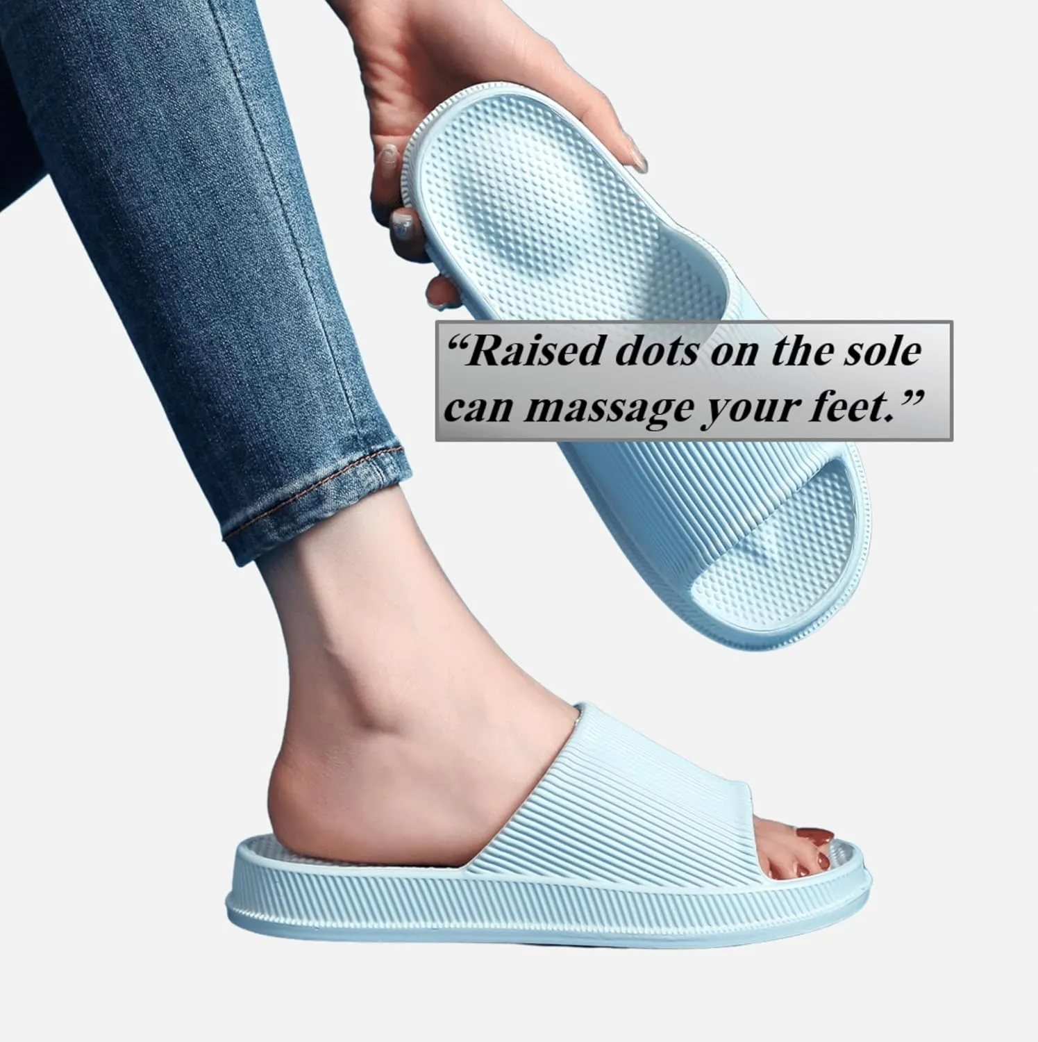 Crazy Lady Cloud Slippers for Women and Men Indoor & Outdoor Pillow Slippers Non Slip Quick Drying Shower Slides Bathroom Sandals Light Weight EVA Platform Environmental Friendly Casual Shoes