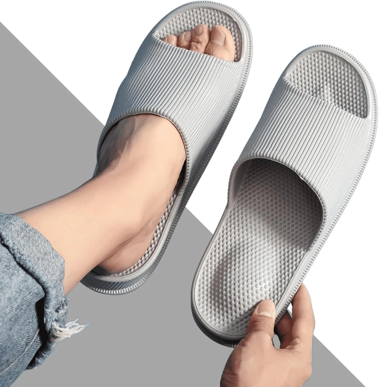 Crazy Lady Cloud Slippers for Women and Men Indoor & Outdoor Pillow Slippers Non Slip Quick Drying Shower Slides Bathroom Sandals Light Weight EVA Platform Environmental Friendly Casual Shoes