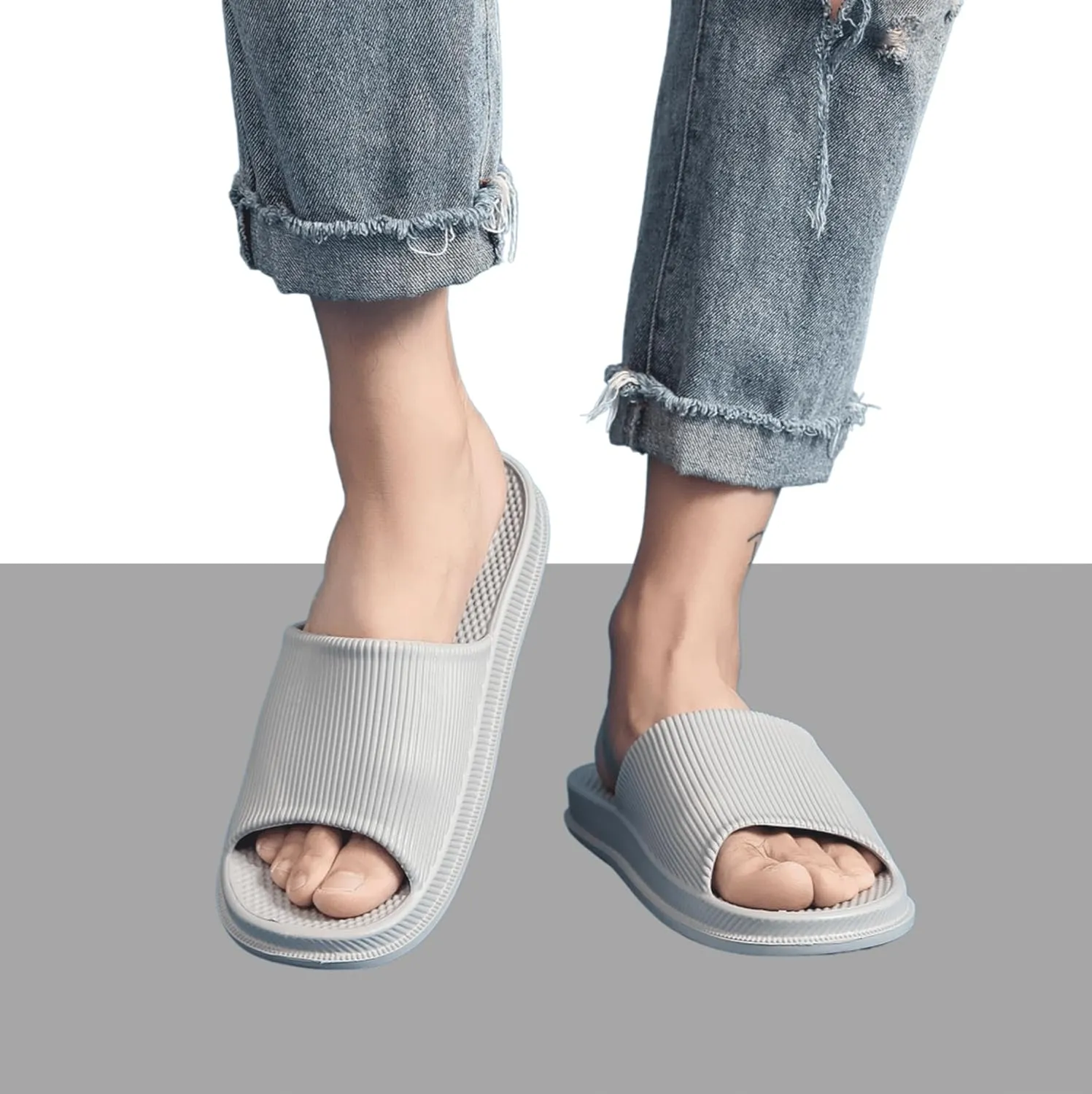 Crazy Lady Cloud Slippers for Women and Men Indoor & Outdoor Pillow Slippers Non Slip Quick Drying Shower Slides Bathroom Sandals Light Weight EVA Platform Environmental Friendly Casual Shoes