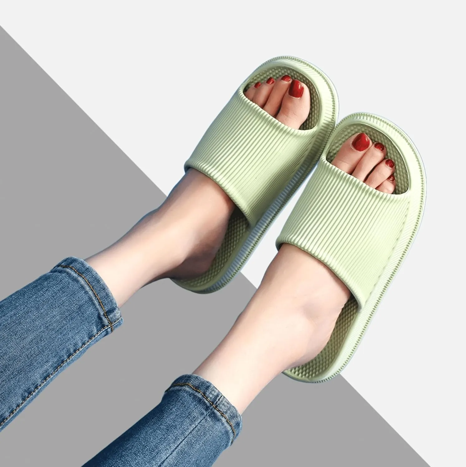 Crazy Lady Cloud Slippers for Women and Men Indoor & Outdoor Pillow Slippers Non Slip Quick Drying Shower Slides Bathroom Sandals Light Weight EVA Platform Environmental Friendly Casual Shoes