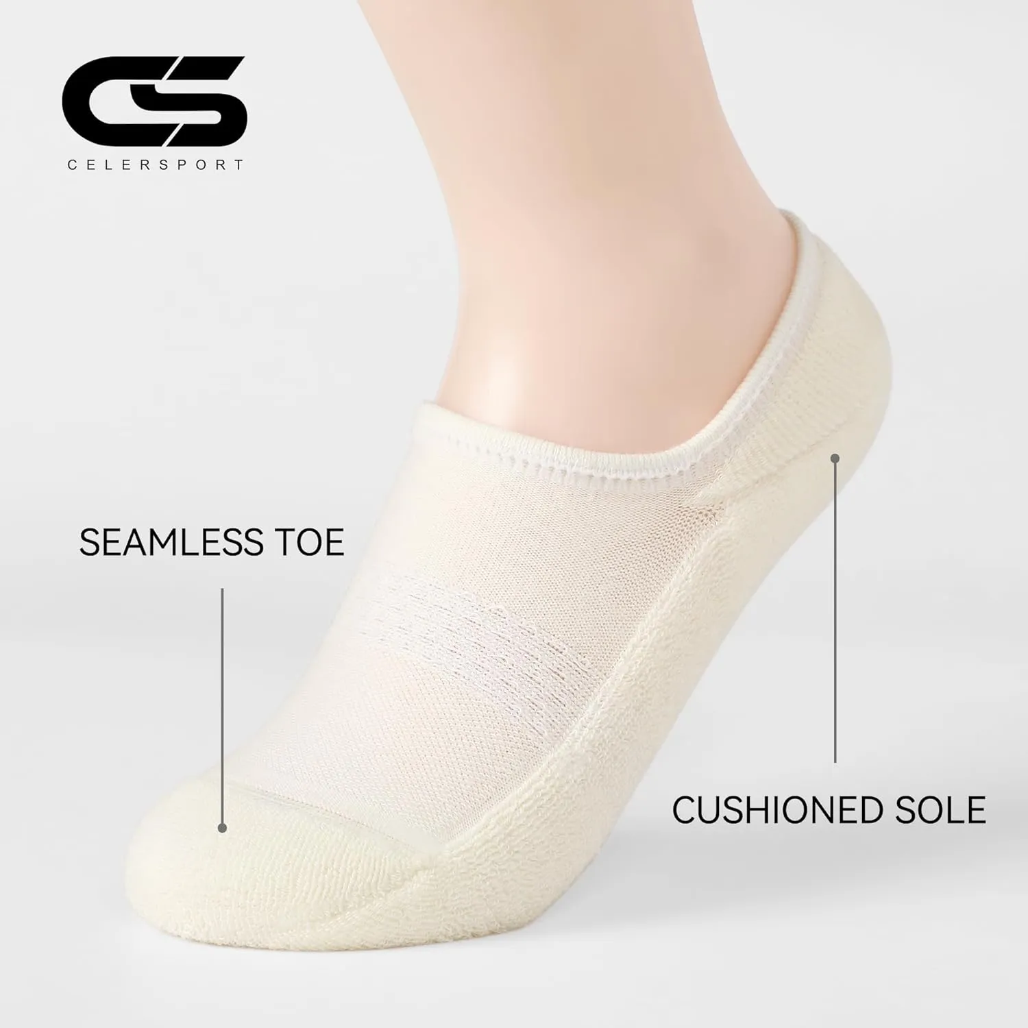CS CELERSPORT 4/8 Pairs No Show Socks Womens and Mens Athletic Cushioned Ankle Low Cut Invisible Non Slip Socks