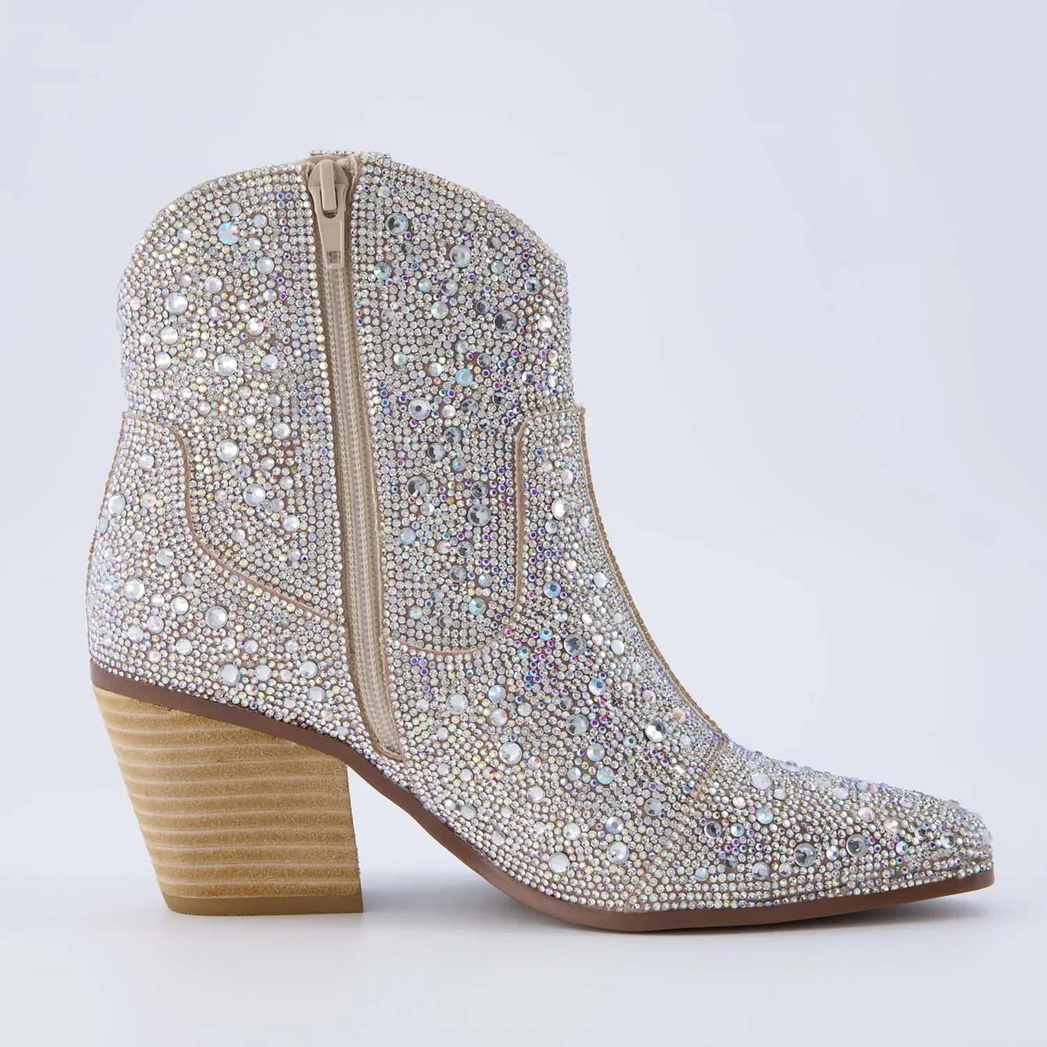 CUSHIONAIRE Women's Bravo Rhinestone Western Boots with  Memory Foam, Sparkly Cowboy Ankle Booties
