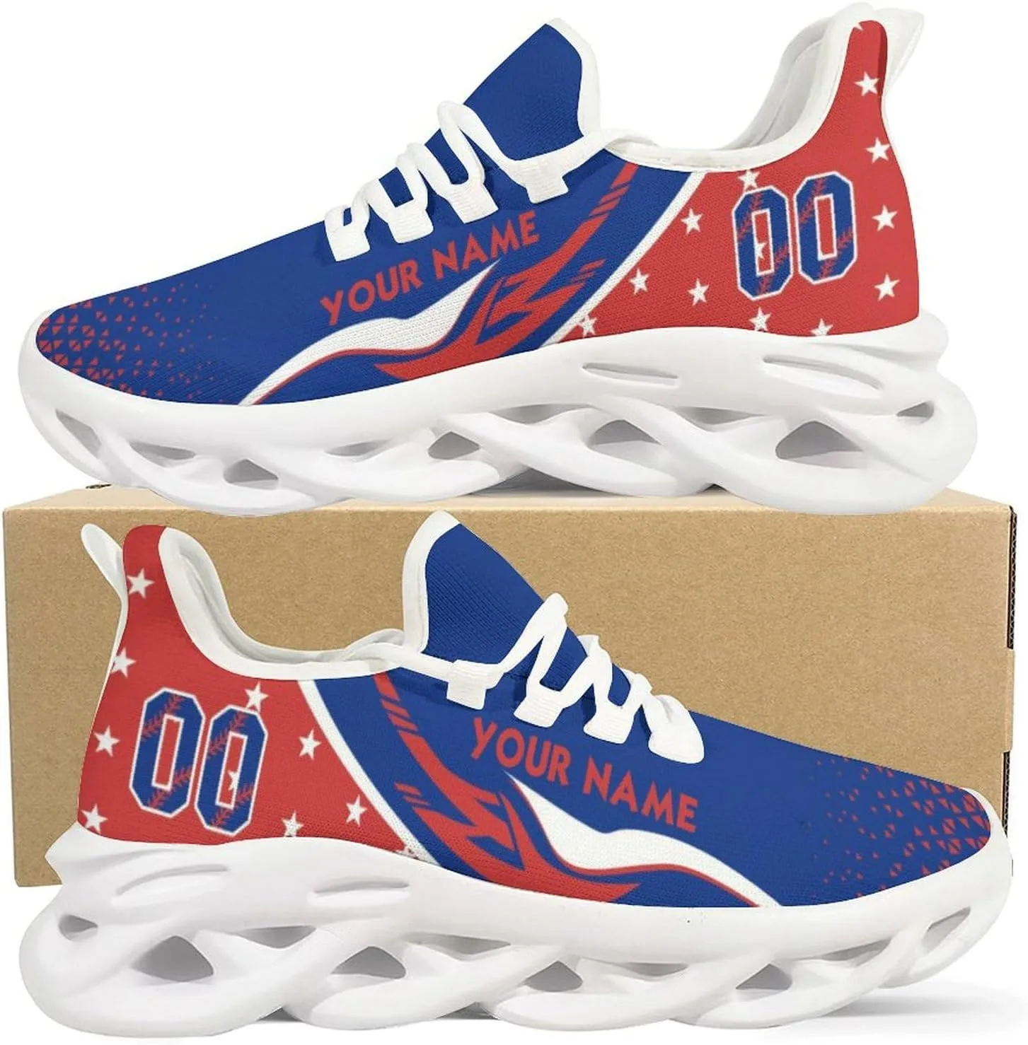 Custom Baseball Sneakers City Sports Slip-on Shoes Personalized Name Number, Gifts for Baseball Fans Men Women