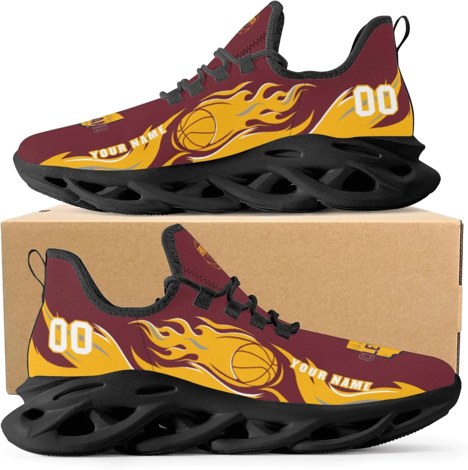 Custom Basketball Flex Control Sneakers Personalized Fan Men's Breathable Name Number Gift Workout Athletic Gym Slip-on Shoes