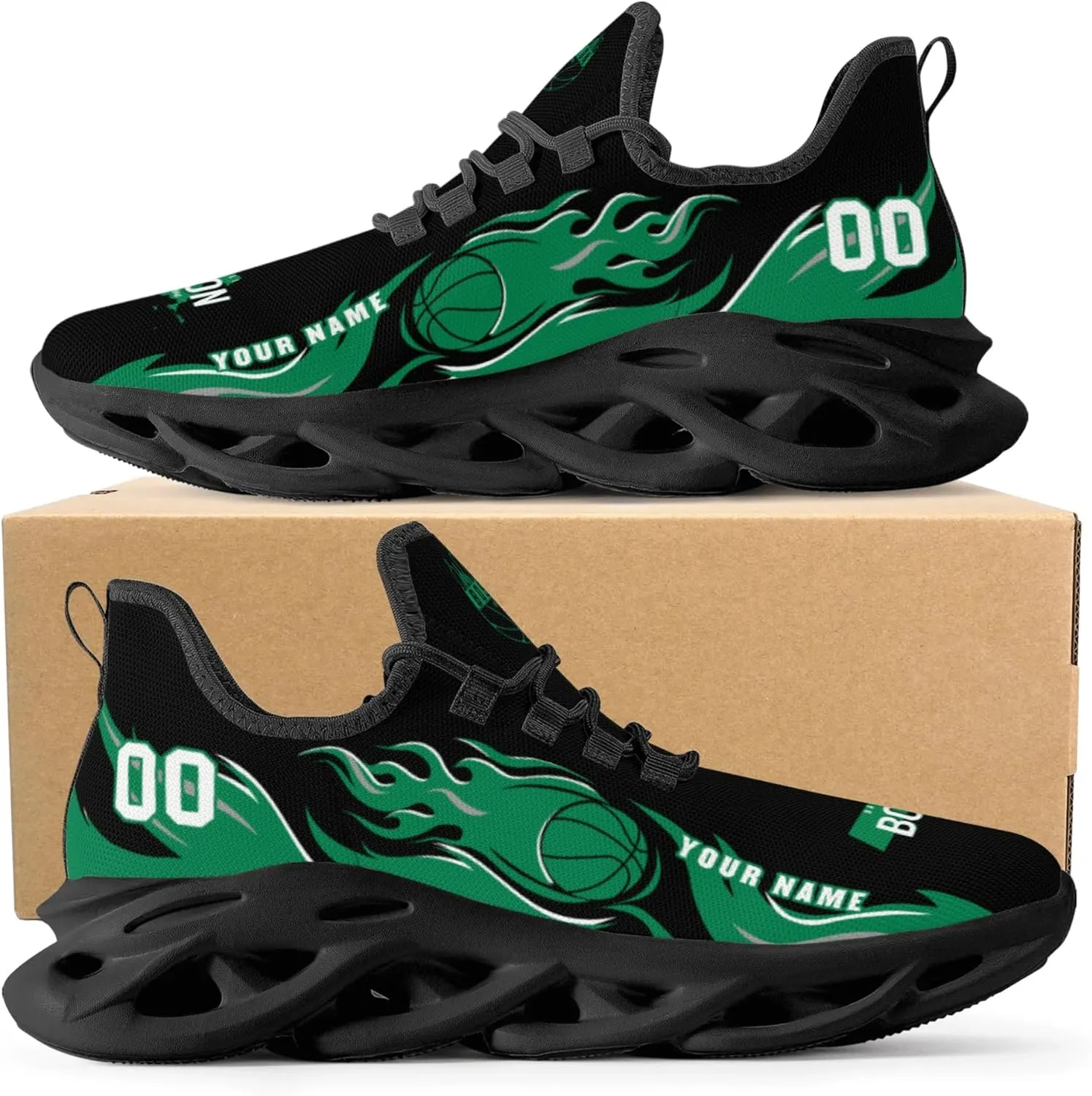 Custom Basketball Flex Control Sneakers Personalized Fan Men's Breathable Name Number Gift Workout Athletic Gym Slip-on Shoes