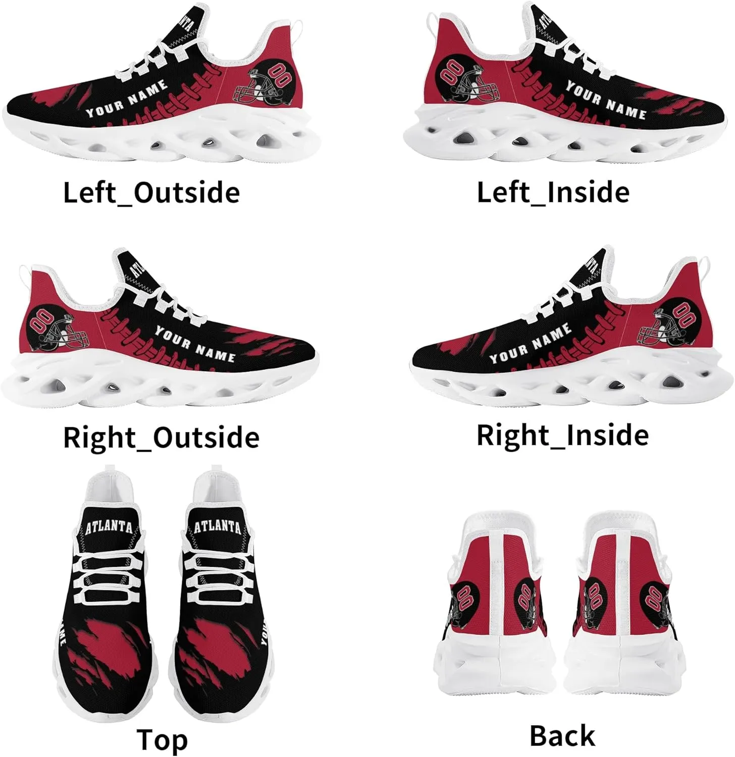 Custom Football Flex Control Sneakers Personalized Fans Men's Breathable Name Number Gifts Workout Athletic Gym Slip-on Shoes