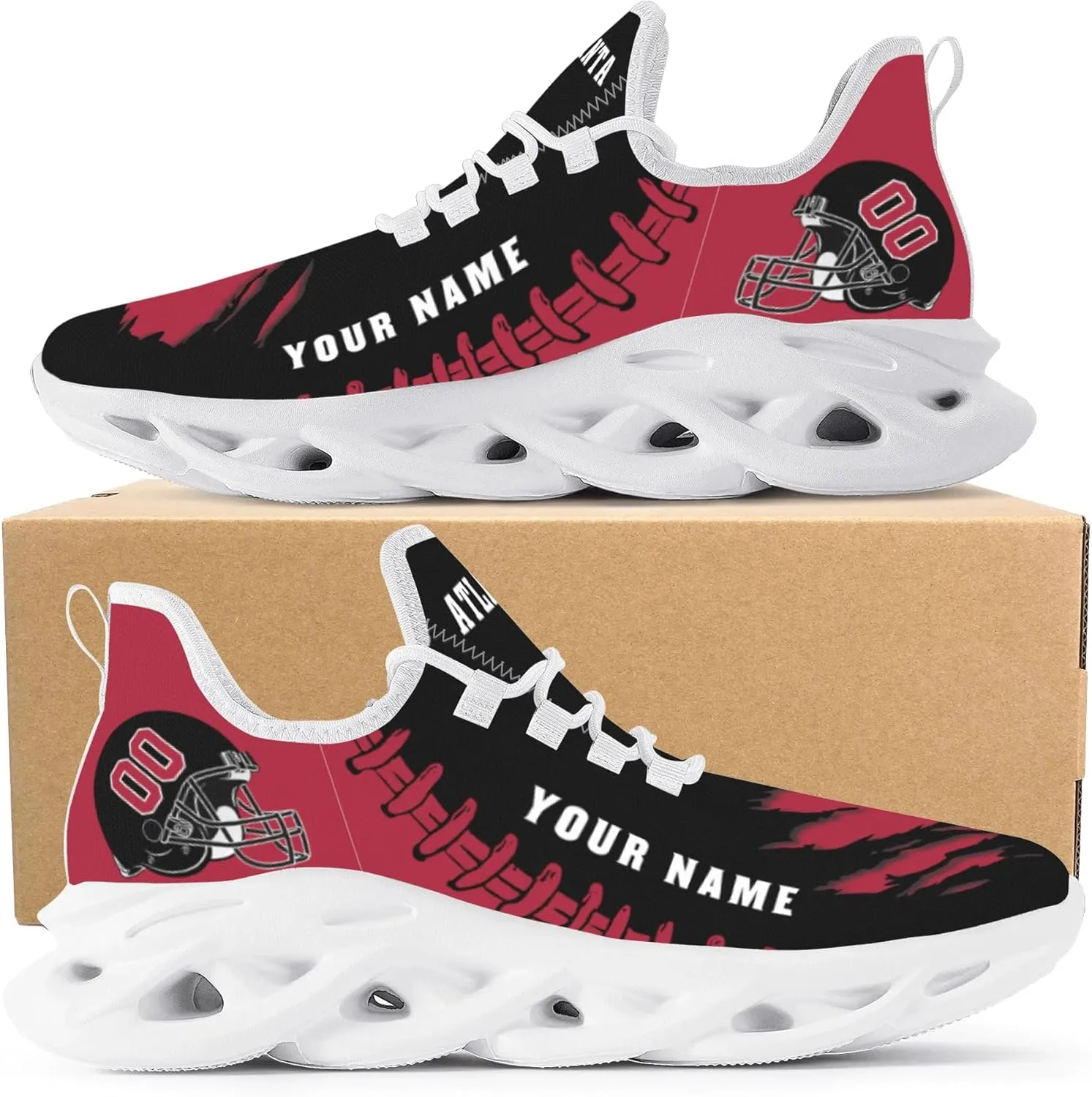 Custom Football Flex Control Sneakers Personalized Fans Men's Breathable Name Number Gifts Workout Athletic Gym Slip-on Shoes