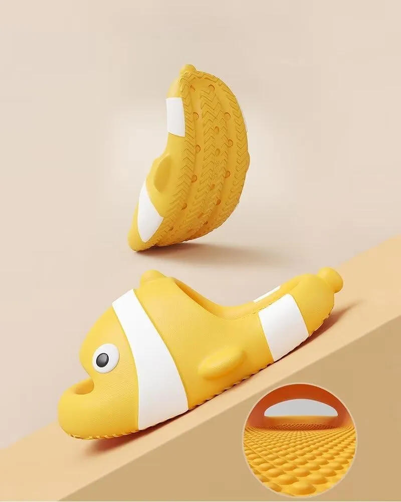 Cute Kids Clown Fish Cloud Slides, Cartoon Funny Thick Sole Slippers for Kids Toddler Lightweight Non-Slip Beach Shoes for Indoor Outdoor Pool