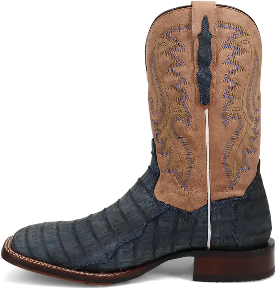 Dan Post Boots Mens Leon Embroidered Square Toe Pull On Dress Boots Mid Calf - Blue, Brown