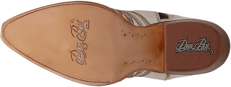 Dan Post Boots Womens Josie Embroidered Snip Toe Zippered Casual Boots Mid Calf Low Heel 1-2" - White