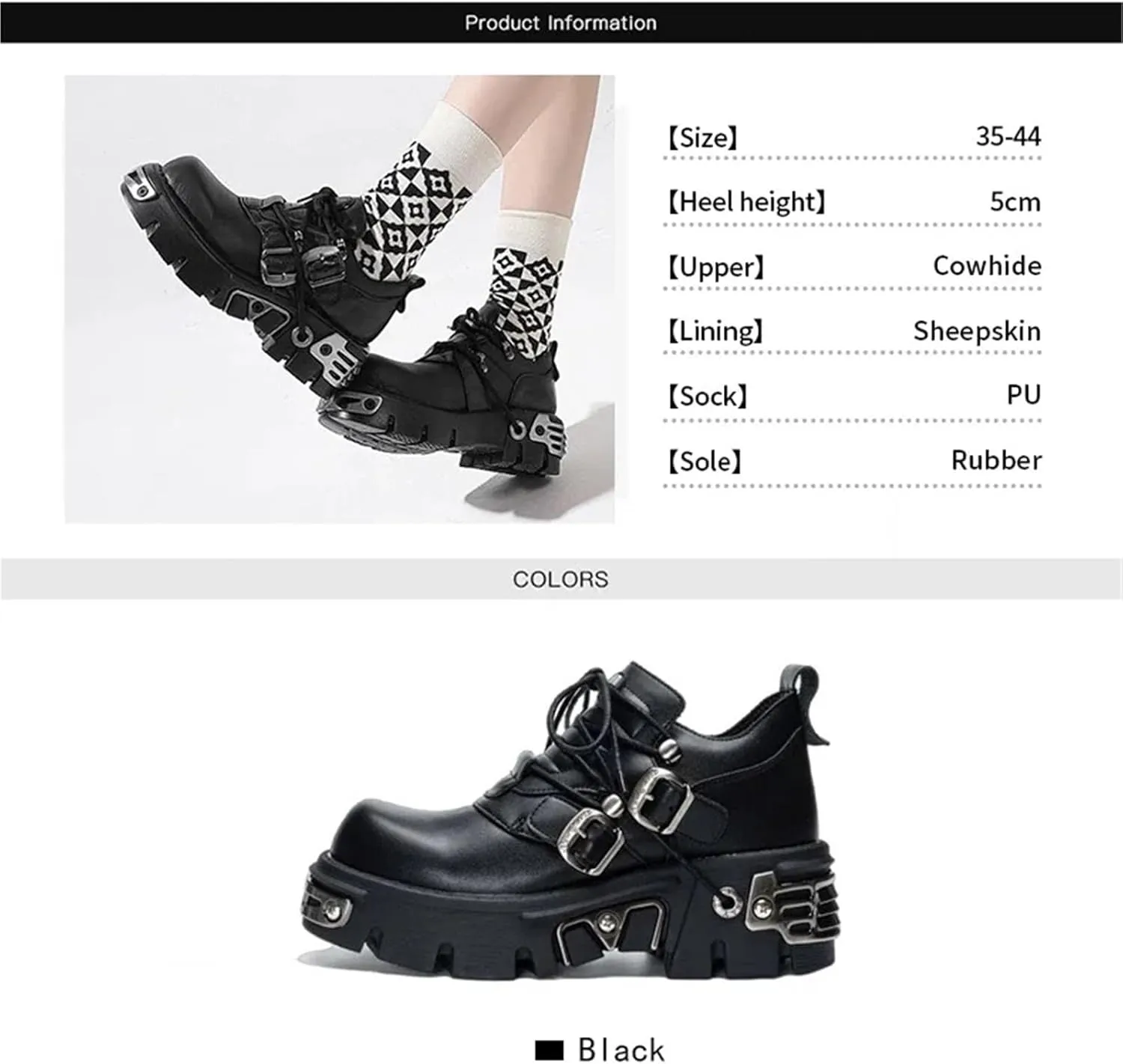 Dark Punk Style Woman Gothic Flame Carved Rock Boots Leather Shoes Metal Niche Low Top Platform Shoes