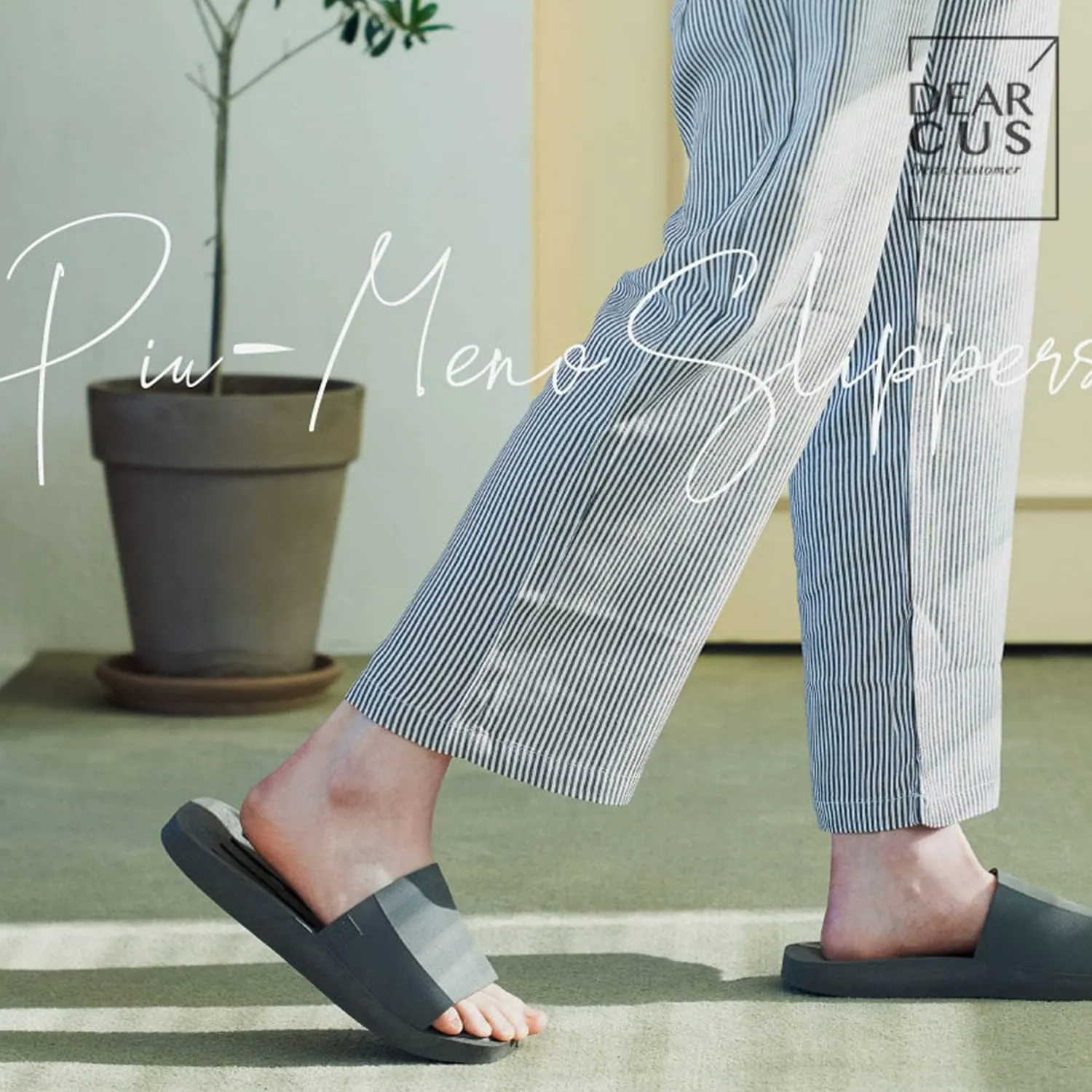 DEARCUS Shower Slippers with Comfortable Anti Slip Pad - Quick Drying Slippers with Drainage Holes – Non Slip Thick Sole Sandals – Open Toe Home Slippers – Piu Meno, Deep Grey