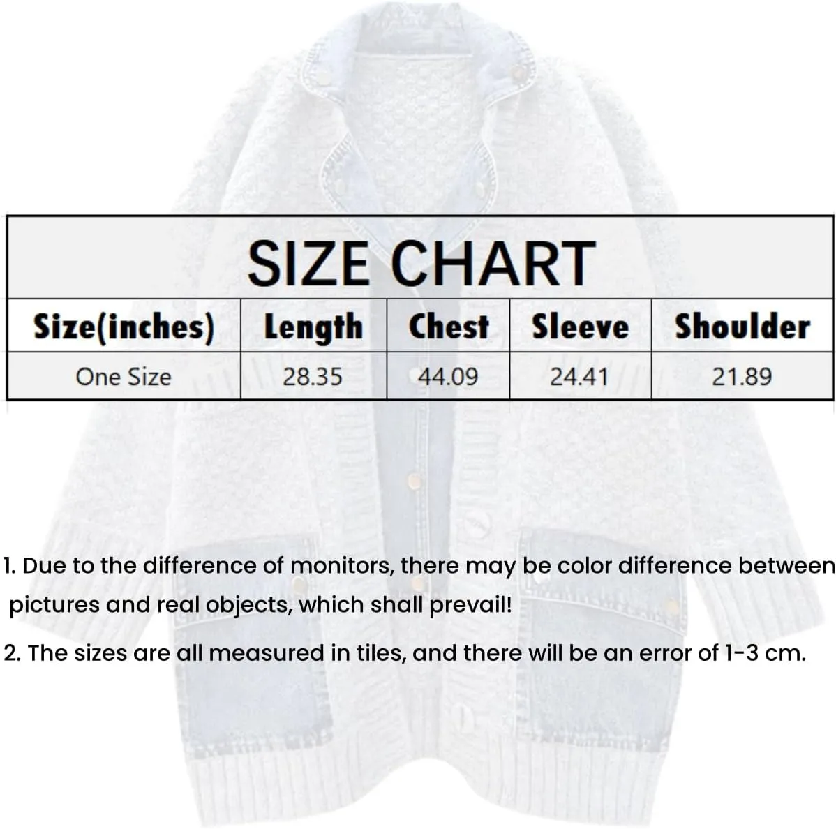 Dearlassie Denim Cardigan,Women Loose Jean Sweater with Pockets,Fall Causal Patchwork Button Down Knit Jacket Outerwear