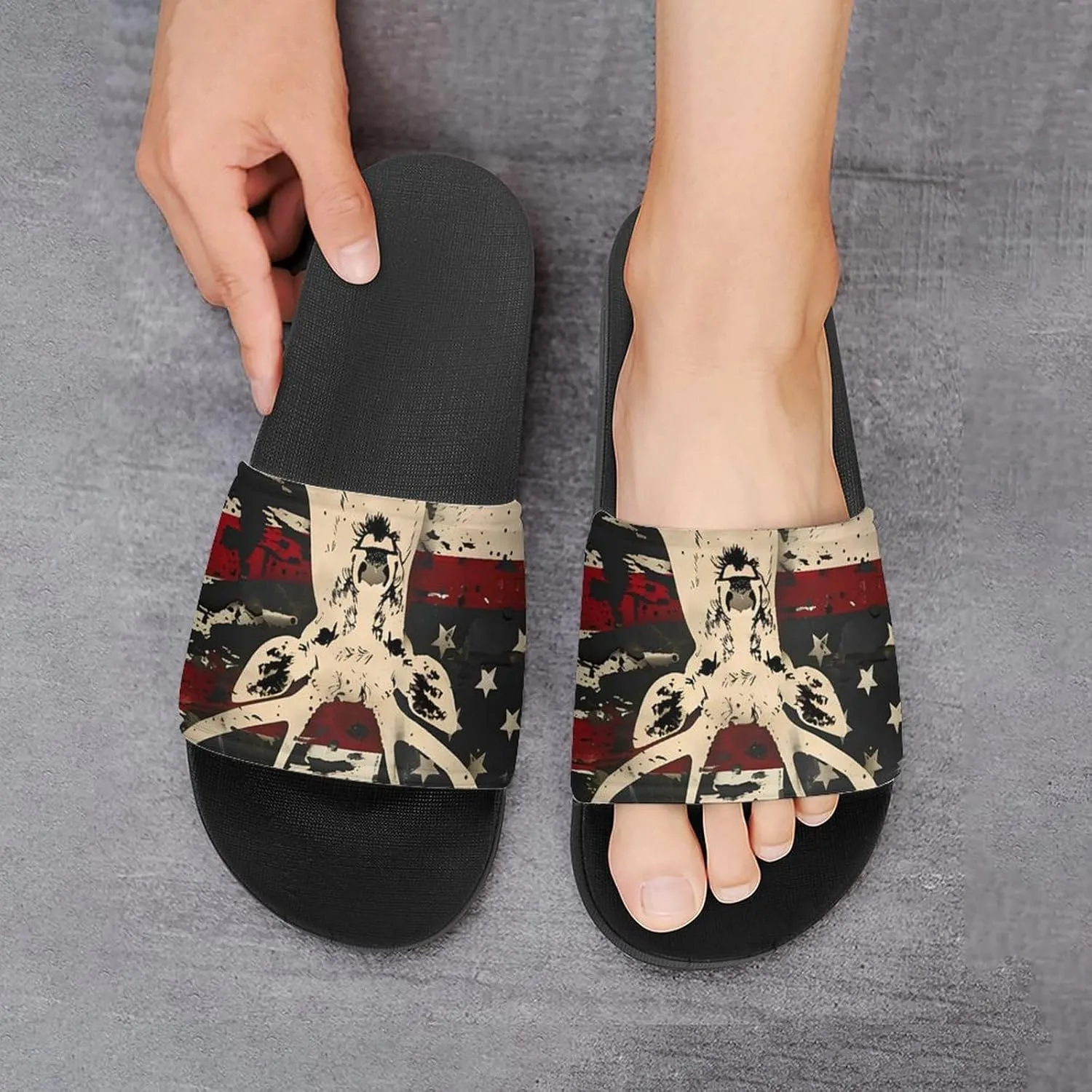 Deer Hunting American Camouflage U.S. Flag House Sandals Non Slip Slippers Quick Drying Bathroom Shower Shoes for Women Men
