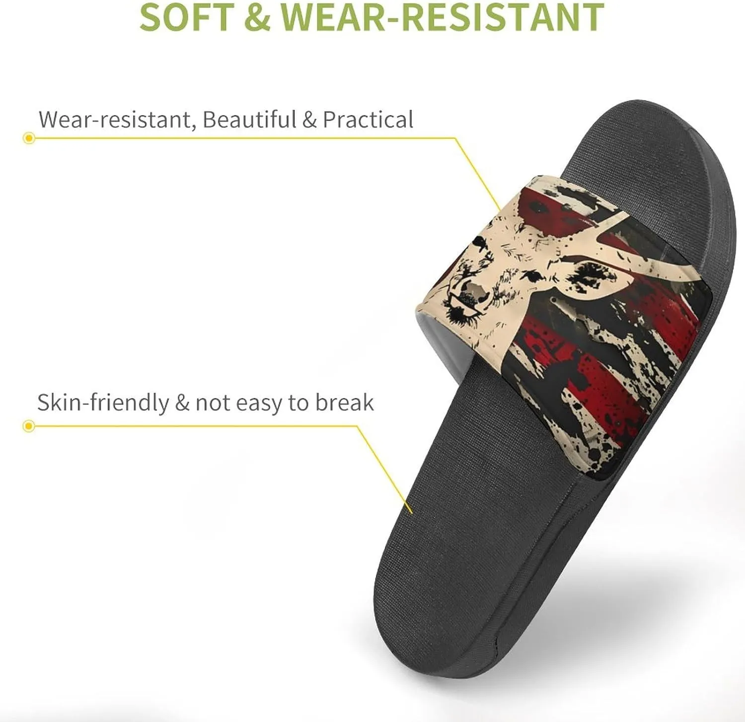 Deer Hunting American Camouflage U.S. Flag House Sandals Non Slip Slippers Quick Drying Bathroom Shower Shoes for Women Men