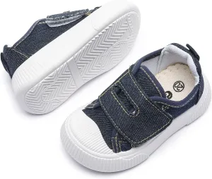 Denim Sneakers for Toddler Boys and Girls with Velcro Slip on Walking Shoes Blue, Size4