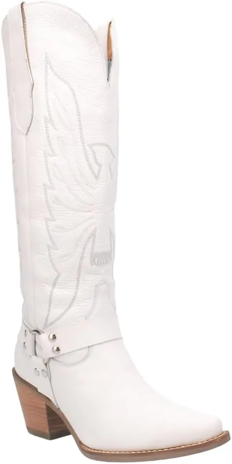 Dingo Womens Heavens To Betsy Embroidered Snip Toe Casual Boots Knee High Mid Heel 2-3" - Black