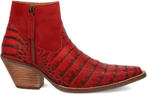 Dingo Womens Ricki Croc Animal Print Snip Toe Casual Boots Ankle Mid Heel 2-3" - Black