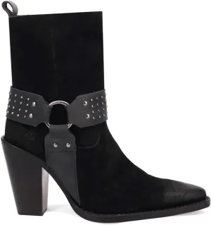 Dingo Womens Songbird Studded Snip Toe Casual Boots Ankle High Heel 3" & Up - Black