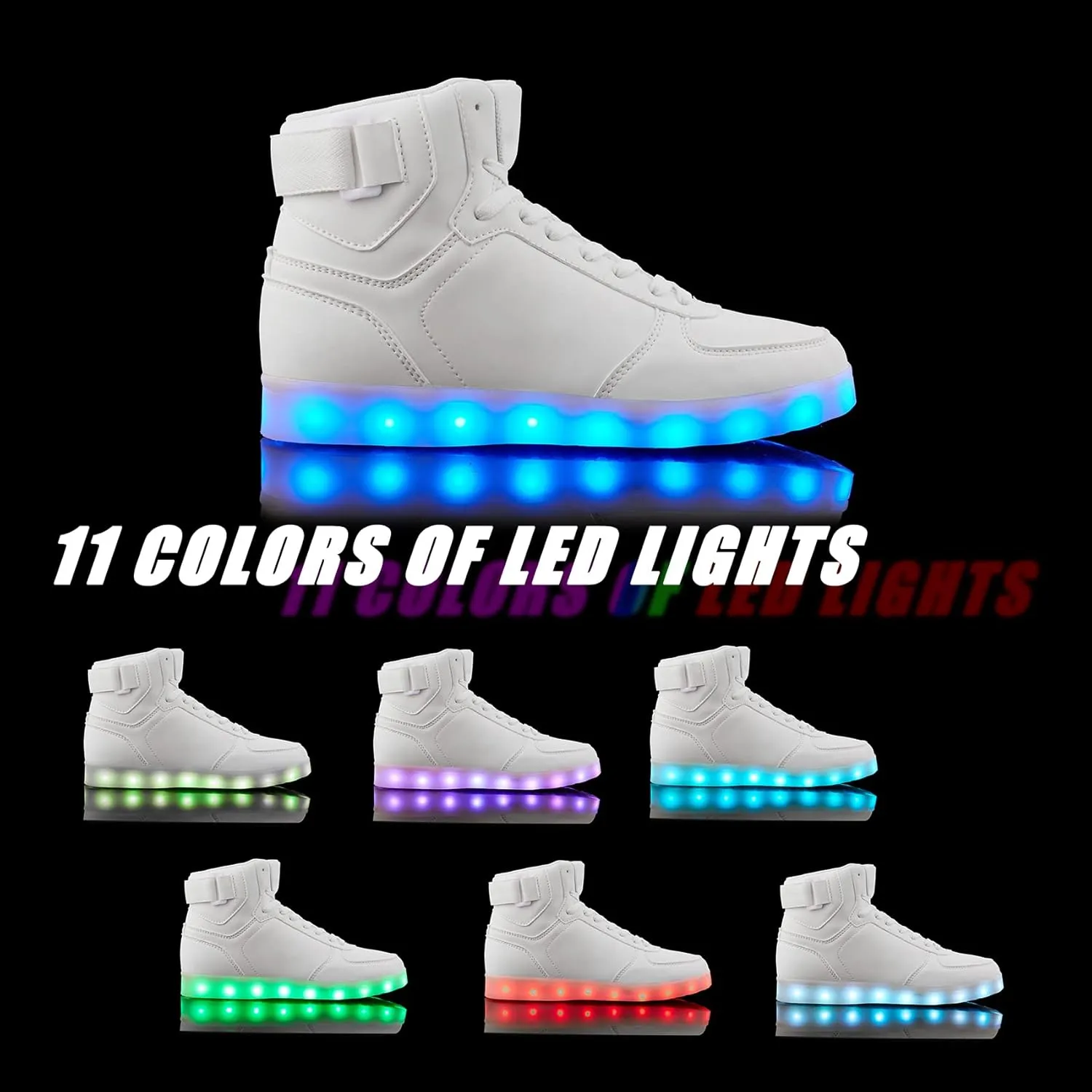 DIYJTS Unisex LED Light Up Shoes, Fashion High Top LED Sneakers USB Rechargeable Glowing Luminous Shoes for Men, Women, Teens
