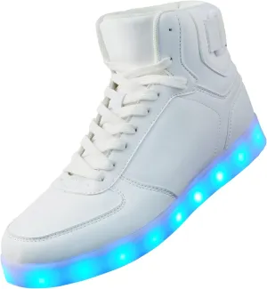 DIYJTS Unisex LED Light Up Shoes, Fashion High Top LED Sneakers USB Rechargeable Glowing Luminous Shoes for Men, Women, Teens