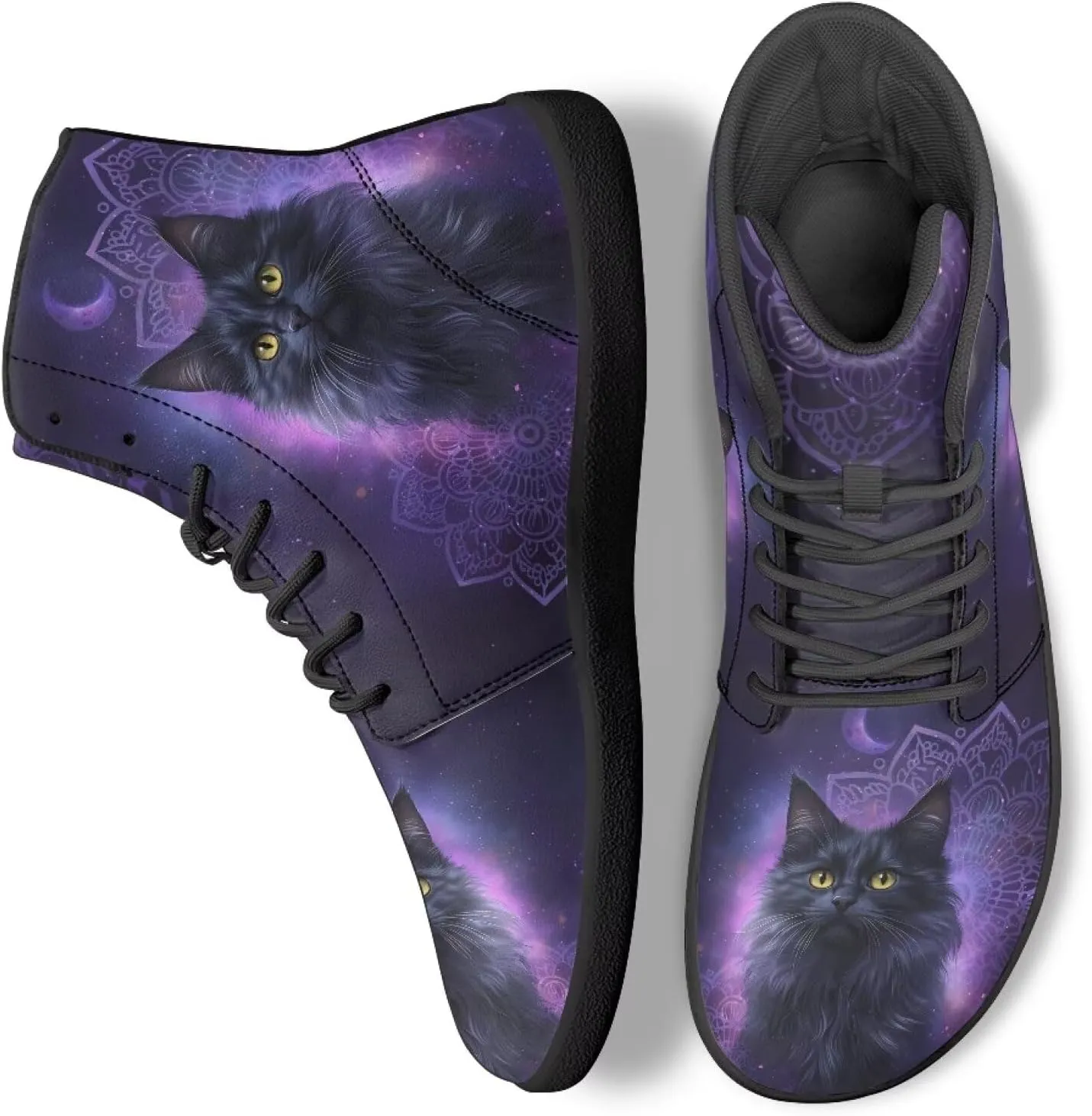 Doojoayie Gothic Barefoot Walking Shoes Women High Top Sneakers PU Leather Shoes
