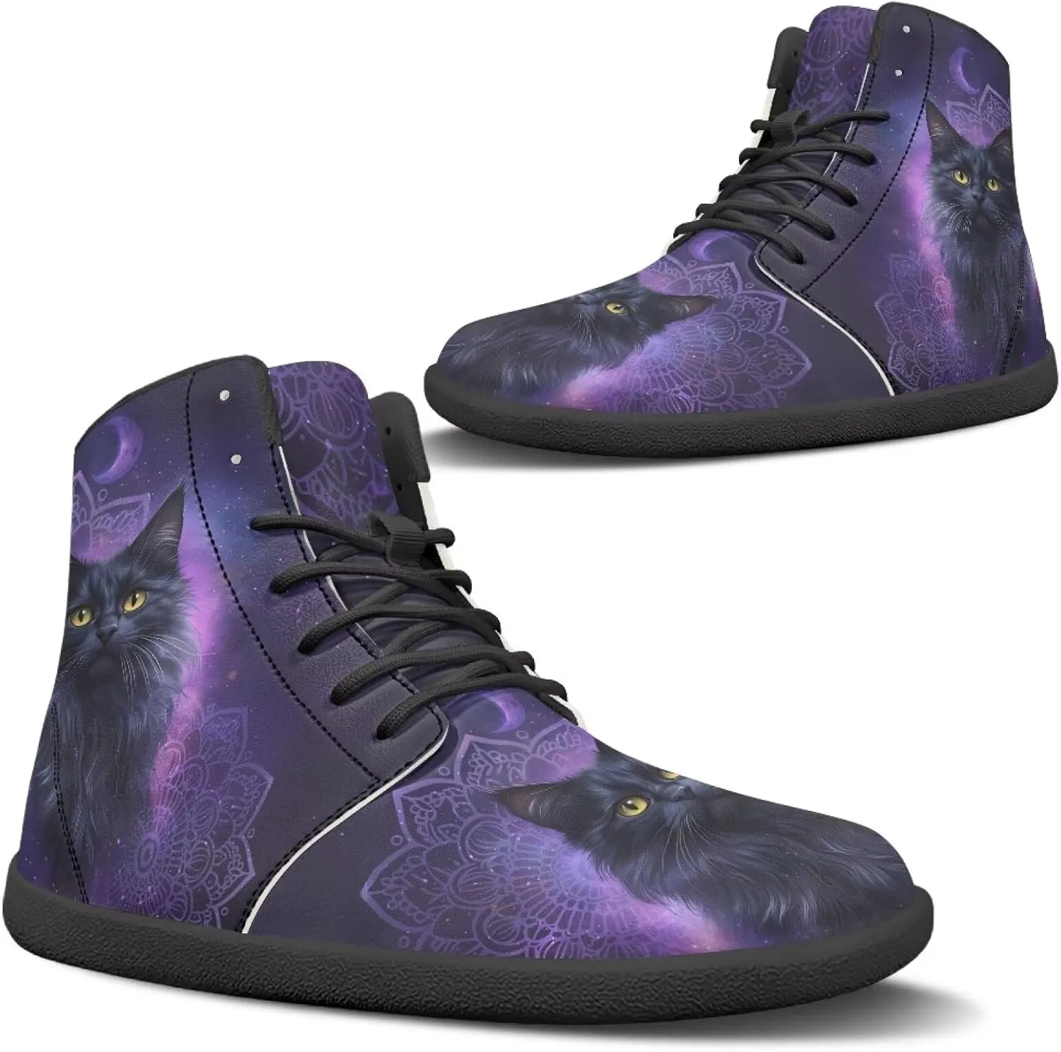 Doojoayie Gothic Barefoot Walking Shoes Women High Top Sneakers PU Leather Shoes