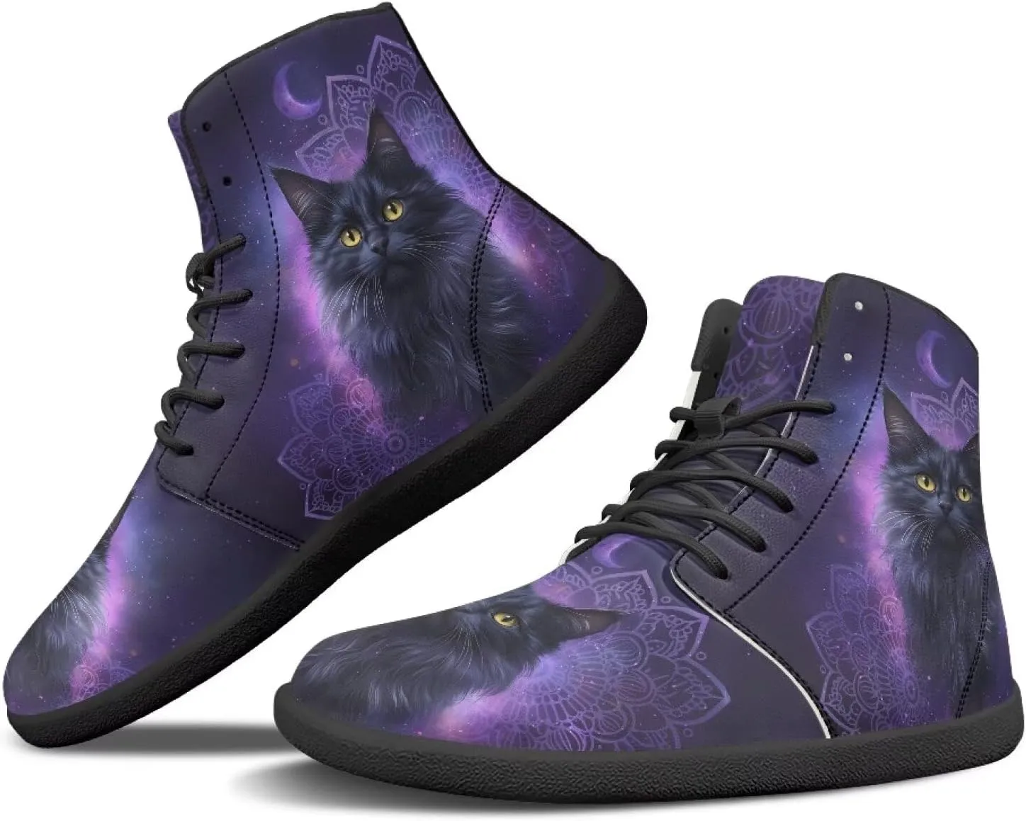 Doojoayie Gothic Barefoot Walking Shoes Women High Top Sneakers PU Leather Shoes