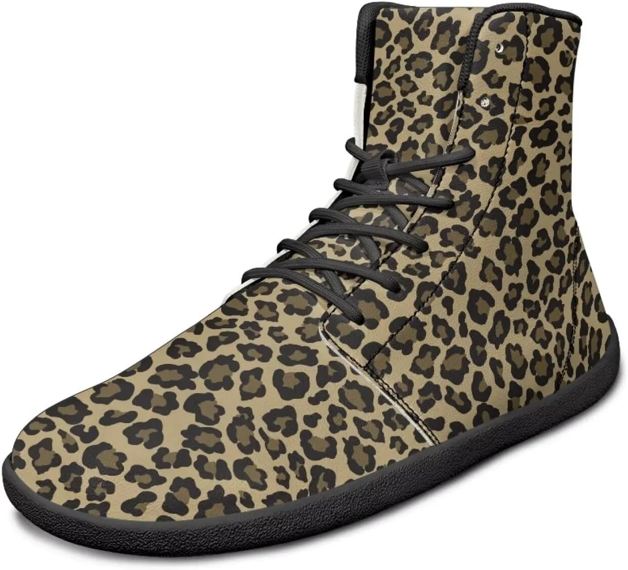 Doojoayie High Tops for Women Wide Barefoot Shoes Trendy Leopard Print Walking Shoes
