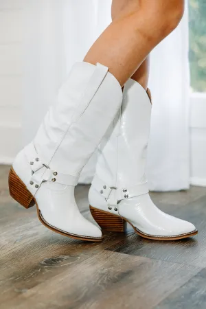 Down Broadway Cream White Western Boots