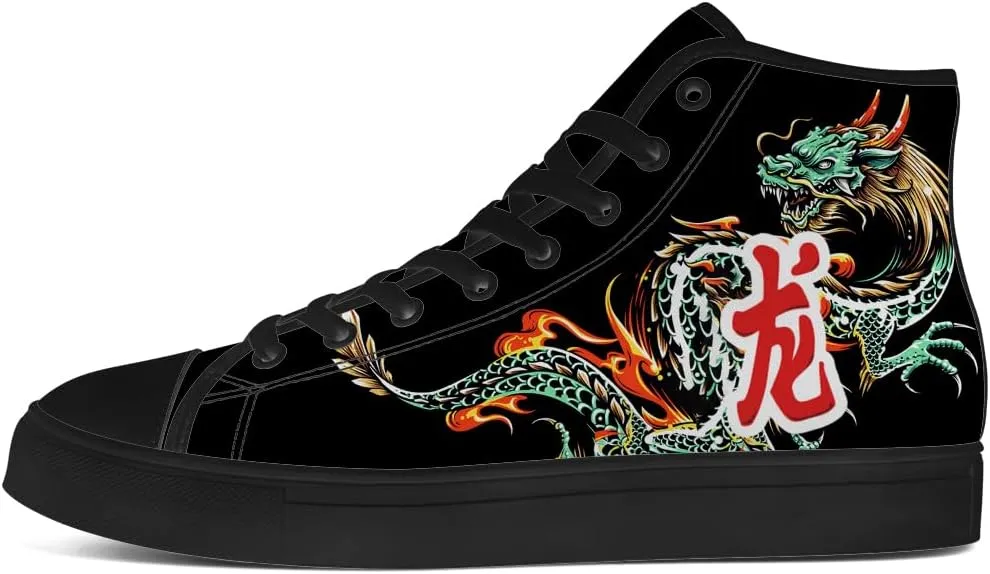 Dragon High Top Canvas Shoes Mens Womens Chinese Dragon High Top Sneakers Lace Up Casual Shoes Gifts for Men Women