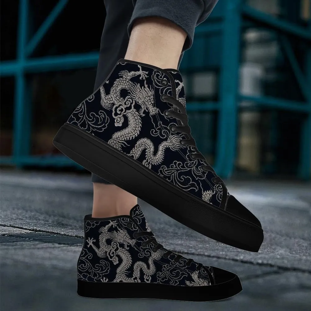 Dragon High Top Canvas Shoes Mens Womens Chinese Dragon High Top Sneakers Lace Up Casual Shoes Gifts for Men Women