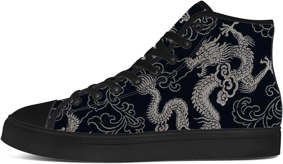 Dragon High Top Canvas Shoes Mens Womens Chinese Dragon High Top Sneakers Lace Up Casual Shoes Gifts for Men Women