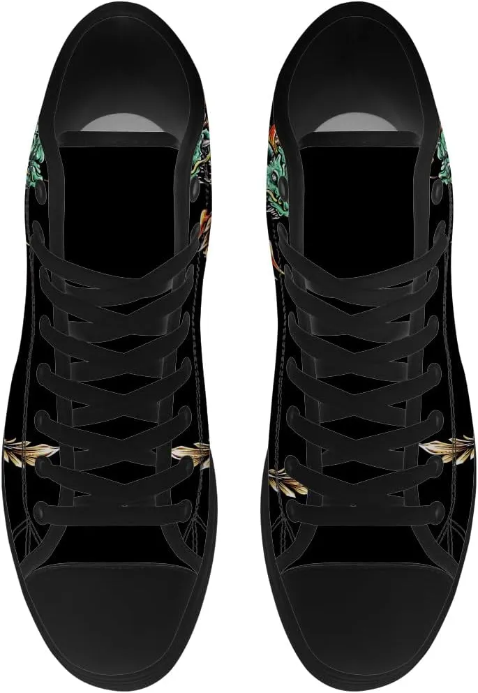 Dragon High Top Canvas Shoes Mens Womens Chinese Dragon High Top Sneakers Lace Up Casual Shoes Gifts for Men Women