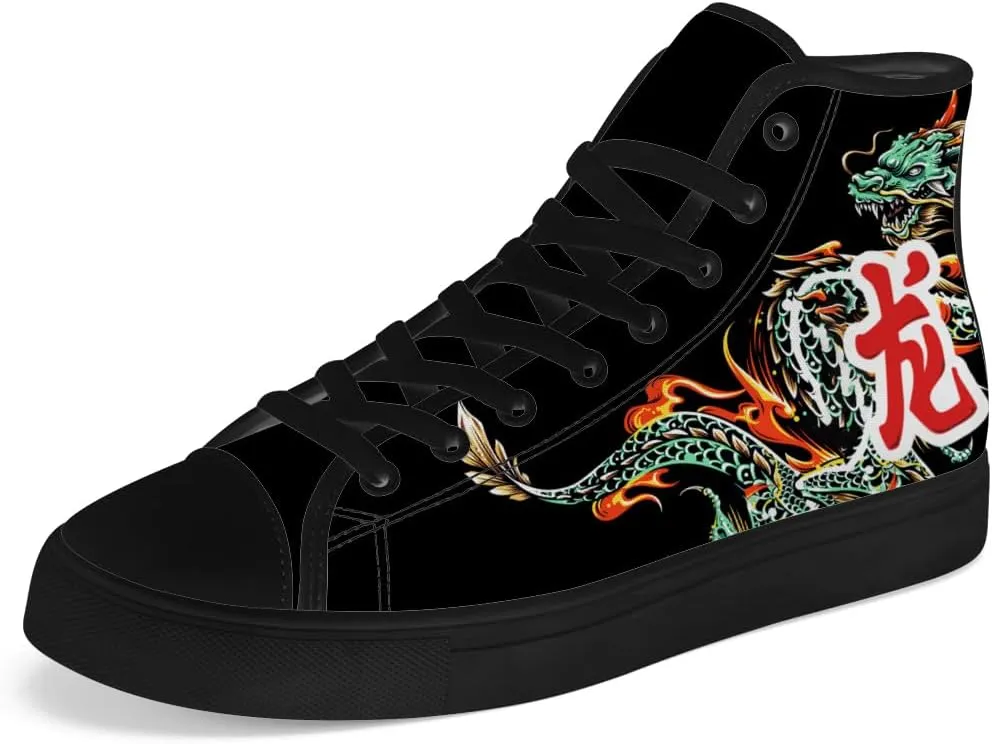 Dragon High Top Canvas Shoes Mens Womens Chinese Dragon High Top Sneakers Lace Up Casual Shoes Gifts for Men Women