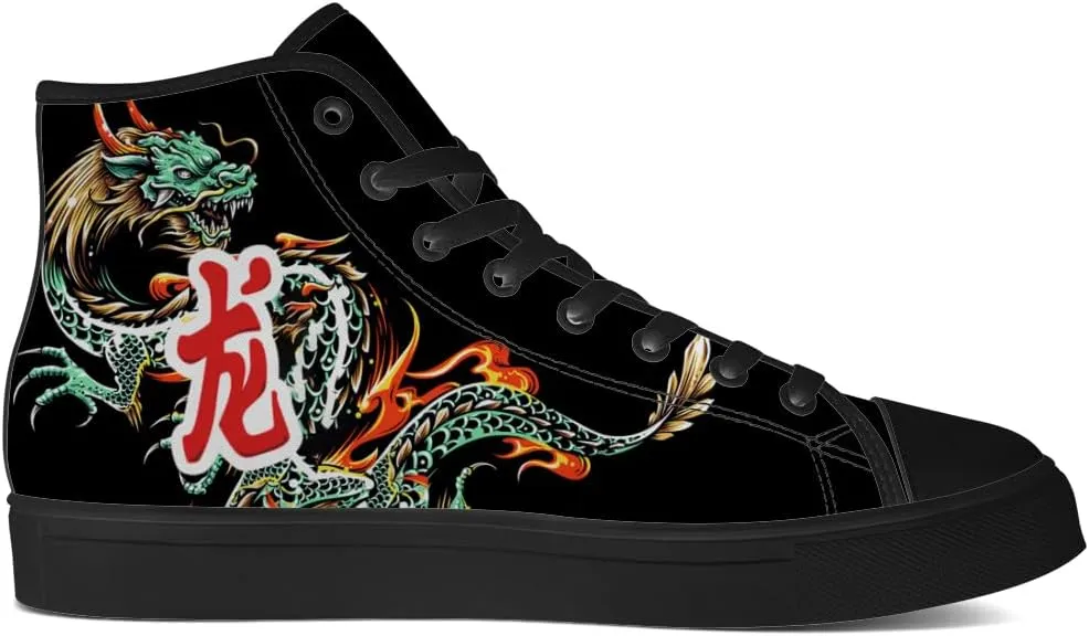 Dragon High Top Canvas Shoes Mens Womens Chinese Dragon High Top Sneakers Lace Up Casual Shoes Gifts for Men Women