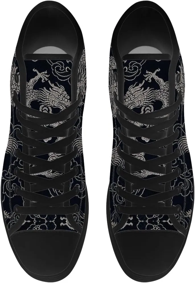 Dragon High Top Canvas Shoes Mens Womens Chinese Dragon High Top Sneakers Lace Up Casual Shoes Gifts for Men Women