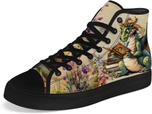 Dragon Reading Book High Top Canvas Shoes for Men Women Dragon High Top Sneakers Lace Up Casual Shoes Gifts for Boys Girls