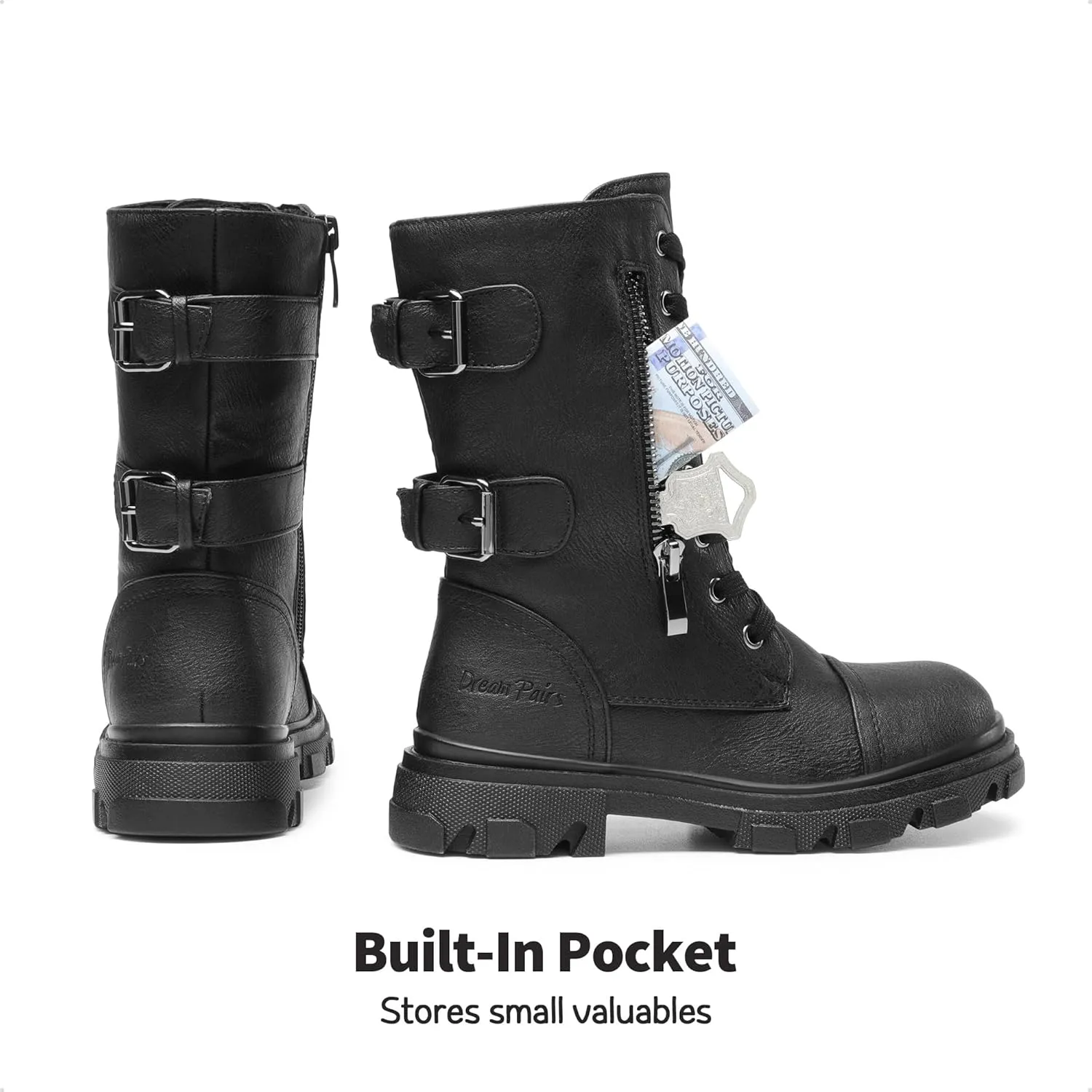 DREAM PAIRS Girls Combat Boots Side Zipper Ankle Booties Toddler/Little Kid/Big Kid