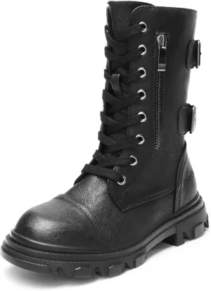DREAM PAIRS Girls Combat Boots Side Zipper Ankle Booties Toddler/Little Kid/Big Kid