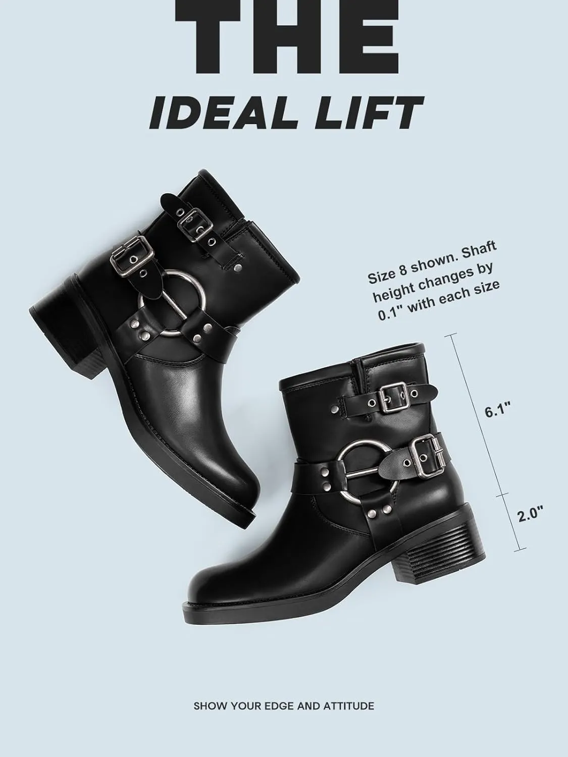 DREAM PAIRS Women's Ankle Boots Fashion Buckles Square Toe Motorcycle Riding Biker Boots Low Chunky Heel Fall Booties Shoes