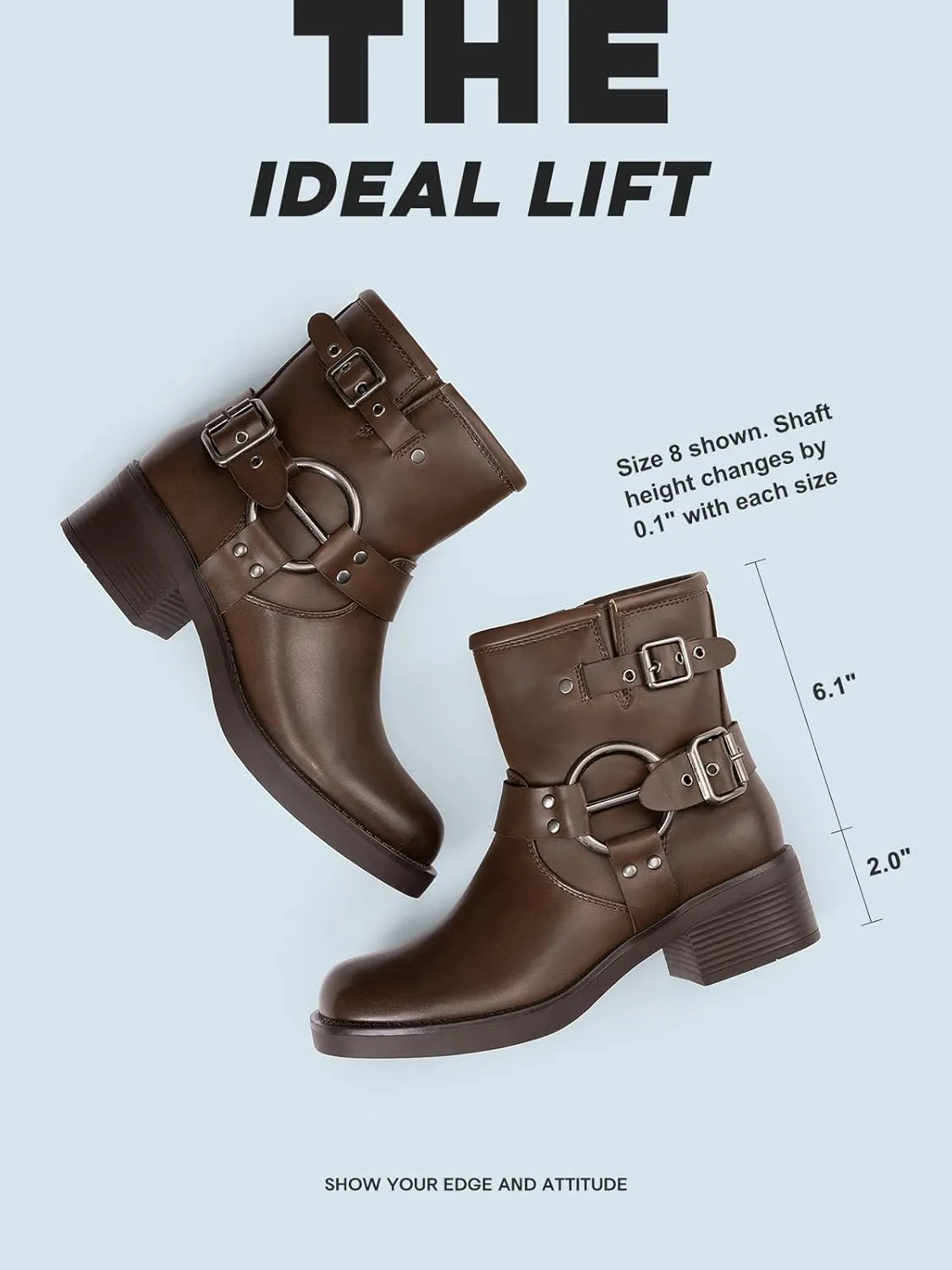 DREAM PAIRS Women's Ankle Boots Fashion Buckles Square Toe Motorcycle Riding Biker Boots Low Chunky Heel Fall Booties Shoes