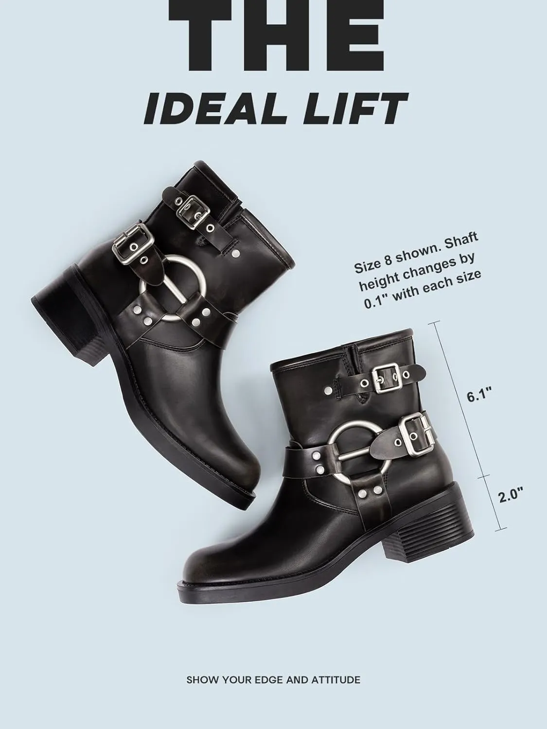 DREAM PAIRS Women's Ankle Boots Fashion Buckles Square Toe Motorcycle Riding Biker Boots Low Chunky Heel Fall Booties Shoes